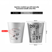 Gobelets en plastique polypropylène (PP) avec étiquetage en moule (IML) argenté métallisé de 360/500/700 ml, adaptés au café