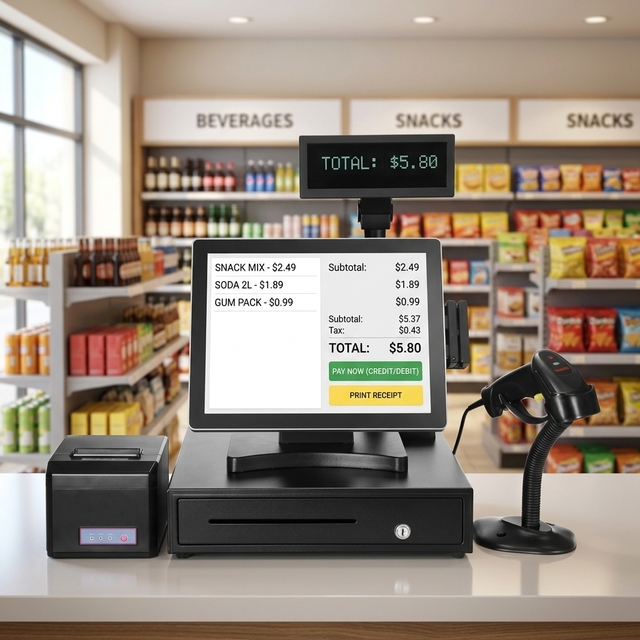 15" Industrial Capacitive Touch All in One PC True Flat Display for Retail Cash Register Vending Self Order Terminal