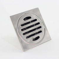 Ralo de Chão Moderno 10x10cm em Aço Inoxidável 304 Polido para Box de Banheiro, Grelha Quadrada com Padrão Cápsula para Chuveiro