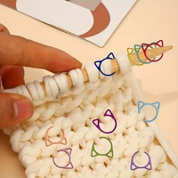 Dessin animé multicolore chat en forme de marque boucle pull Crochet tricot métal cuisson peinture marque boucle galvanoplastie marque cercle