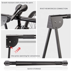 Porte-vélos vertical pliable pour 3 vélos-Support de sol peu encombrant, rangement au sol intérieur - Product Image 3