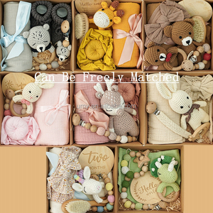 Mềm Crochet đan vòng đồ chơi hà mã con hươu cao cổ voi sư tử hình dạng động vật bé nhai Teether bằng gỗ Rattle với tính năng - Product Image 6