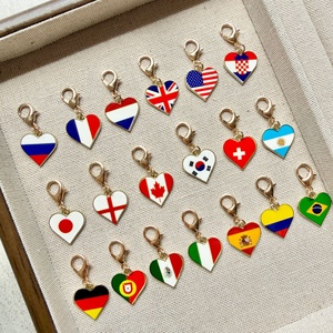 New Classic Christian Heart Shaped Freshwater Pearl National Flag Alloy Platinum Plated Charm Bangles DIY Gift - Product Image 3