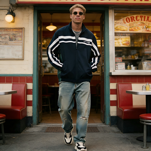 Veste streetwear style New York personnalisée ODM pour hommes et femmes, coupe-vent léger à col montant rayé et color block, style bomber. - Product Image 5