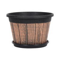 Pot Tanaman Imitasi Kayu Hijau Sukulen, Wadah Lanskap Kokoh, Balkon, Halaman, Plastik Tebal, Gaya Retro