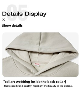 Sweat-shirts à capuche surdimensionnés pour hommes, sweat-shirt à capuche personnalisé, de haute qualité, décontracté, à capuche, sweat-shirt uni, logo personnalisé, imperméable - Product Image 4