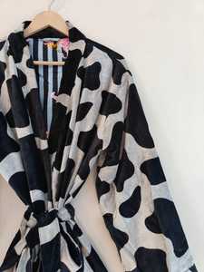 Robe kimono en velours pour femmes, imprimé jungle animal, col en V, manches longues, longueur totale, hiver, luxe, décontracté, classique, tendance - Product Image 2