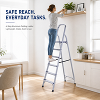 Échelle télescopique pliante en aluminium multi-usages OEM à 6 marches, conforme à la norme EN131, pour les travaux de construction domestique