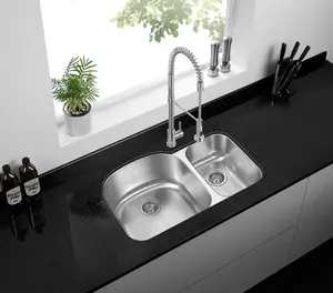 Farmhouse Kitchen Sink Designs With Drain Board Kitchen Taps Italian Top Mount Stainless Steel OEM Style Surface Gauge Double