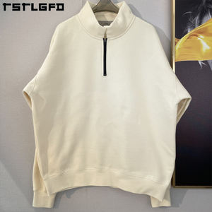 Sweat à capuche personnalisé durable 100% coton pour hommes Sweat-shirt surdimensionné à col montant et demi-fermeture éclair pour l'hiver numérique - Product Image 4