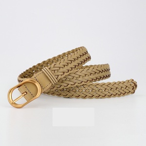 <span class=keywords><strong>Ceinture</strong></span> vintage <span class=keywords><strong>tressée</strong></span> en cuir véritable pour <span class=keywords><strong>femme</strong></span>, fine, avec boucle ardillon en alliage doré, sangle tendance pour jupe en jean et pull en maille - Product Image 6