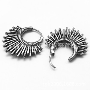 yunnique Stylish Retro Geometric Titanium Steel <b>Hoop</b> Earrings <b>Large</b> Size Easy Clip Fashion Jewelry - Product Image 3