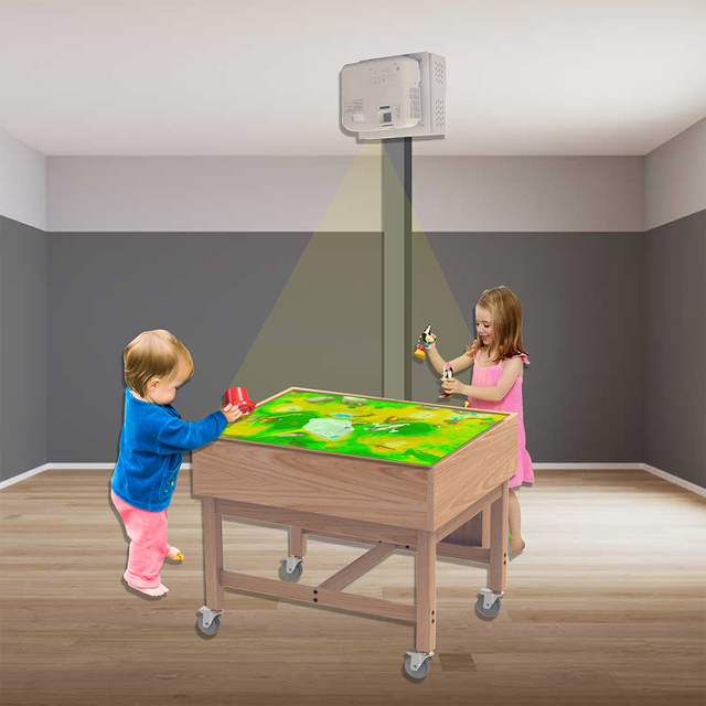 Kids Educational Games 3D Magic Sandbox Interactive Sand Table Projection Game for Kids Play School Playground.