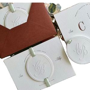 Tarjeta postal personalizada de papel de algodón de 600 g, impresa con letterpress, tarjetas de invitación y agradecimiento personalizadas en relieve para embalaje - Product Image 1