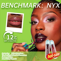 Gloss à lèvres vegan à base d'huile avec logo personnalisé, effet visible, longue tenue, hydratant, brillant, non collant