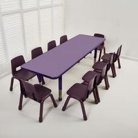 Ensemble de tables et chaises rectangulaires modernes en bois ignifuge pour salles de classe, garderies et maternelles, durables pour enfants