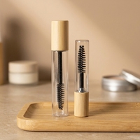 Tube de gloss à lèvres en verre givré vide personnalisé de 10 ml, tube de mascara en bambou avec brosse pour l'emballage cosmétique