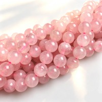 Vente en gros de perles rondes en pierre naturelle de Madagascar, quartz rose, 6/8/10/12 mm, pour la fabrication de bijoux