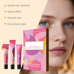 Kit d'épilation du <span class=keywords><strong>visage</strong></span> en trois étapes avec ingrédients chimiques, crème et lotion dépilatoire sans effort pour femmes - Product Image 4