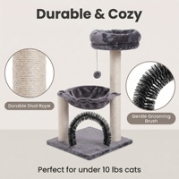 Arbre à chat moderne de luxe en bois gris, grand format, adapté aux chatons, écologique, taille personnalisable, avec griffoirs et lit, vente en gros, direct usine