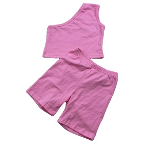 Qingli OEM No Tariffs Ruffle 2 Piece Set for Girls Kids <strong>Cute</strong> Pink Custom Smock <strong>Tshirt</strong> and Shorts Set for Kids - Product Image 6