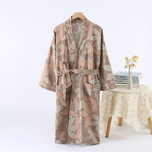 <strong>Japanese</strong> Style Gauze Cotton <strong>Kimono</strong> <strong>Robes</strong> Long Sleeved XL Spa Bathrobe Pocket Knee Pajama Dress Color-G <strong>Japanese</strong> Style Pajamas