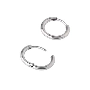 Pendientes de aro de acero inoxidable de 8 mm, 10 mm, 12 mm, 14 mm, minimalistas, para regalo, joyería de moda - Product Image 5