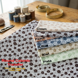 Tissu en coton imprimé par transfert cationique motif café BrewChic Unique pour chemises décontractées et accents vestimentaires de créateurs - Product Image 1