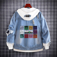 Hunter X Hunter Anime ceket hisoka gevşek rahat kapüşonlu denim kazak tam zamanlı hunter anime denim ceket
