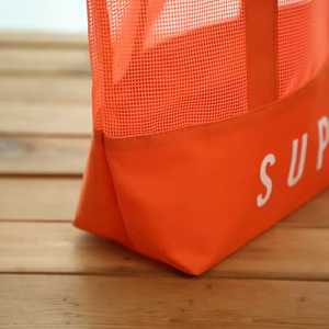 Ouye Custom Printed Handles Reusable Custom <strong>Nylon</strong> Mesh <strong>Tote</strong> <strong>Bag</strong> Mesh Shopping <strong>Bag</strong> Mesh Beach <strong>Bag</strong> <strong>with</strong> Custom Logo - Product Image 4