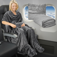 Couverture de voyage multifonctionnelle personnalisée en polyester 2-en-1 pour voyages d'affaires et vols – Châle/couverture de sieste pliable et portable