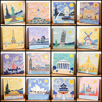 Panwenbo - Kit de Pintura por Números para Adultos, Pintura Decorativa Acrílica Hecha a Mano, Paisajes Famosos del Mundo