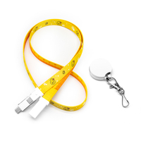 Cordon de chargement 3-en-1 en polyester avec câble USB Type-C et Micro OTG, support de badge d'identification – Cadeau promotionnel d'entreprise, vente chaude