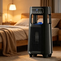 Pemanas PTC Grafena Rumah Tangga Baru 2000W dengan Efek Api, Pelembap Udara, Kipas Hemat Energi untuk Kamar Tidur, Rumah, Kantor, Bersertifikasi FCC/UL/PSE/CE/ROHS