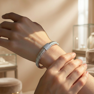 Trendy 925 Sterling <b>Silver</b> Premium Pave Crystal <b>Bangle</b> Bracelet <b>For</b> <b>Men</b> And Women Jewelry Kada Bracelet Mesh Design - Product Image 2