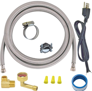 Kit <span class=keywords><strong>d</strong></span>'installation pour <span class=keywords><strong>lave</strong></span>-<span class=keywords><strong>vaisselle</strong></span>, <span class=keywords><strong>tuyau</strong></span> <span class=keywords><strong>d</strong></span>'alimentation en acier inoxydable de qualité supérieure, 4 pieds, sans plomb, anti-éclatement - Product Image 1