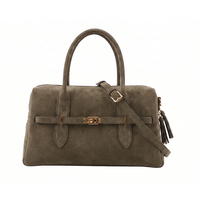 Sac à main en cuir suédé véritable LZ avec logo personnalisé, sac à bandoulière vintage en suédine souple pour femme, grand sac fourre-tout, marque privée