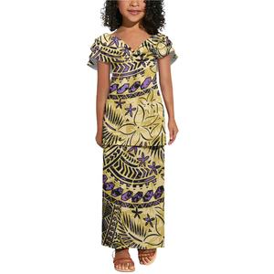 Gaun putri anak-anak, Gaun cetakan gaya pulau Hawaii kualitas tinggi - Product Image 1