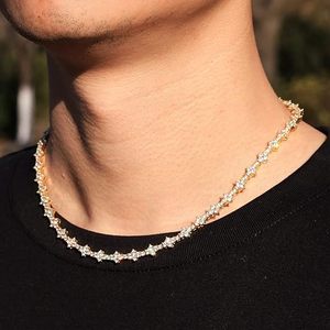 ฮิปฮอป 6 มม.รังผึ้งเทนนิสแฟชั่นเครื่องประดับอินเทรนด์ Iced Out 5A CZ เพชรเทนนิสเค้นคอสร้อยคอสําหรับ <span class=keywords><strong>Rapper</strong></span> - Product Image 4