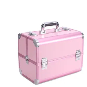 Wholesale Professional Cosmetic Train Case Layers Artist Make Up Bag Travel Storage Beauty Case Travel Kit Cosmetic Lash Kit Bag