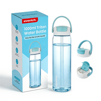 Bouteille d'eau durable en Tritan Everich Wholesale, 500 ml, 750 ml, 1 L, avec couvercle à clapet Easy Sip et poignée, logo personnalisé, sans BPA