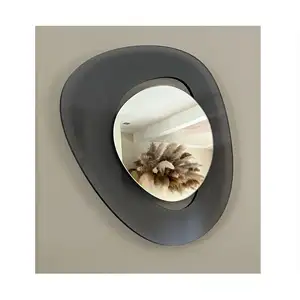定制现代不规则不对称框架圆形浴室镜家居装饰壁挂镜