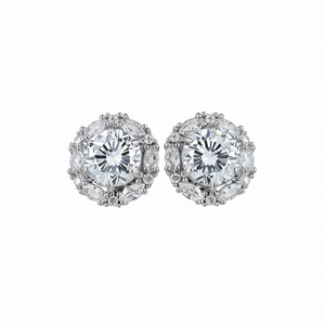 Orecchini a lobo da donna con zirconi cubici rotondi, gioielli alla moda - Product Image 1