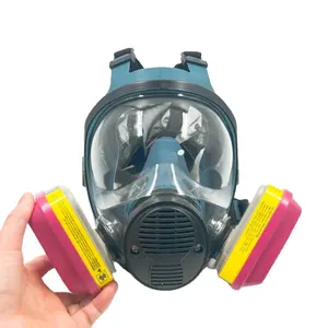 Masker Gas silikon wajah penuh kualitas tinggi, masker pernapasan pribadi Respirator yang dapat disesuaikan terbuat dari polikarbonat