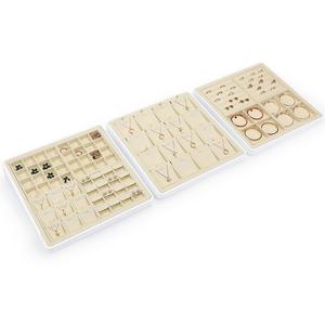 ชุดแท่นโชว์เครื่องประดับโลหะไมโครไฟเบอร์สุดหรูถาดโชว์เครื่องประดับหรูหราและอุปกรณ์เสริมชั้นวาง - Product Image 1