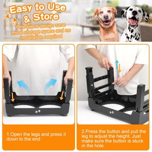 Toptan yükseltilmiş köpek maması kaseleri 4 yükseklik ayarlanabilir yükseltilmiş köpek kase standı ile 2 paslanmaz çelik köpek yemek kasesi kaymaz Pet besleyici - Product Image 3