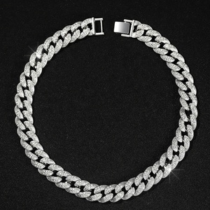 Factory Wholesale Bling Rhinestone and Iced Out Hip Hop 16MM Cuban Chain <b>Bracelet</b> Necklace Men's Jewelry <b>Set</b> - Product Image 3