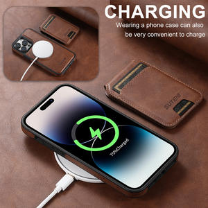 1 में 2 में मैक सुरक्षित वायरलेस चार्जिंग वॉलेट लेदर फोन मामले के साथ 2 में 2 में 15 16 प्रो मैक्स 13 12 प्रो चुंबकीय कवर - Product Image 5