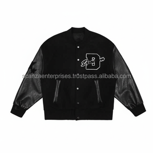Veste Letterman du fabricant OEM de haute qualité pour hommes 100% manches en cuir brodé en chenille de coton hiver collège personnalisé - Product Image 1