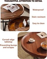 Table basse moderne Buran CT-0809 de 20 pouces, plateau en bois, pieds en métal robustes, design cannelé, pour salon, chambre, balcon, cour